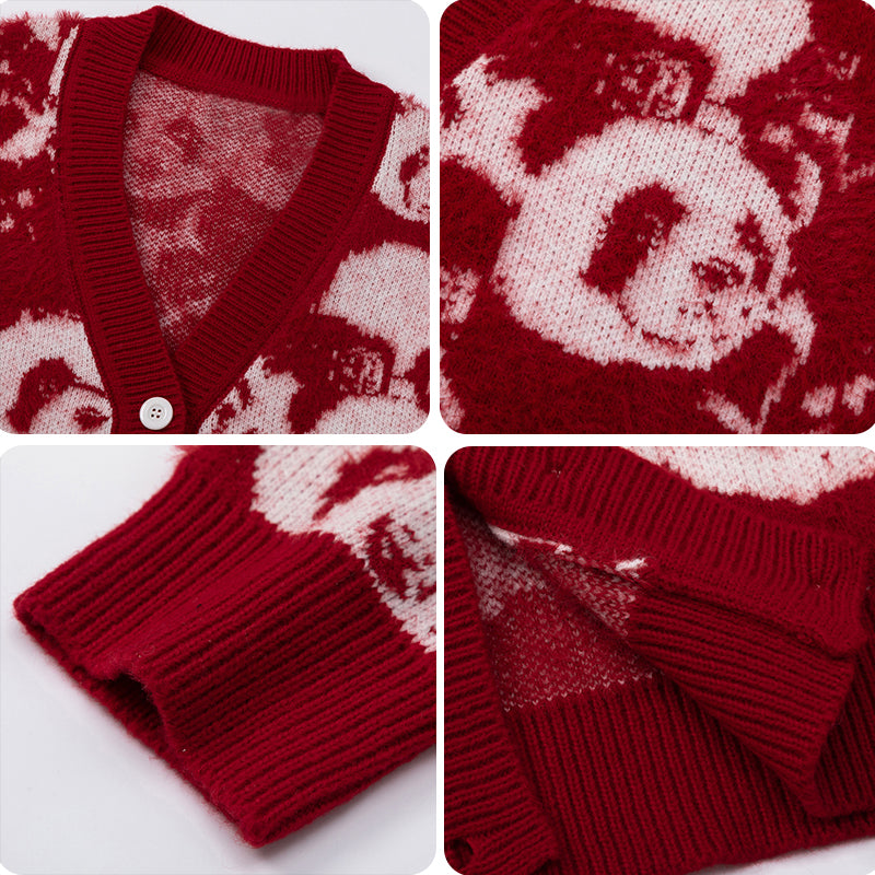 1984® Fuzzy Knit Cardigan Sweater Panda - 1984brand