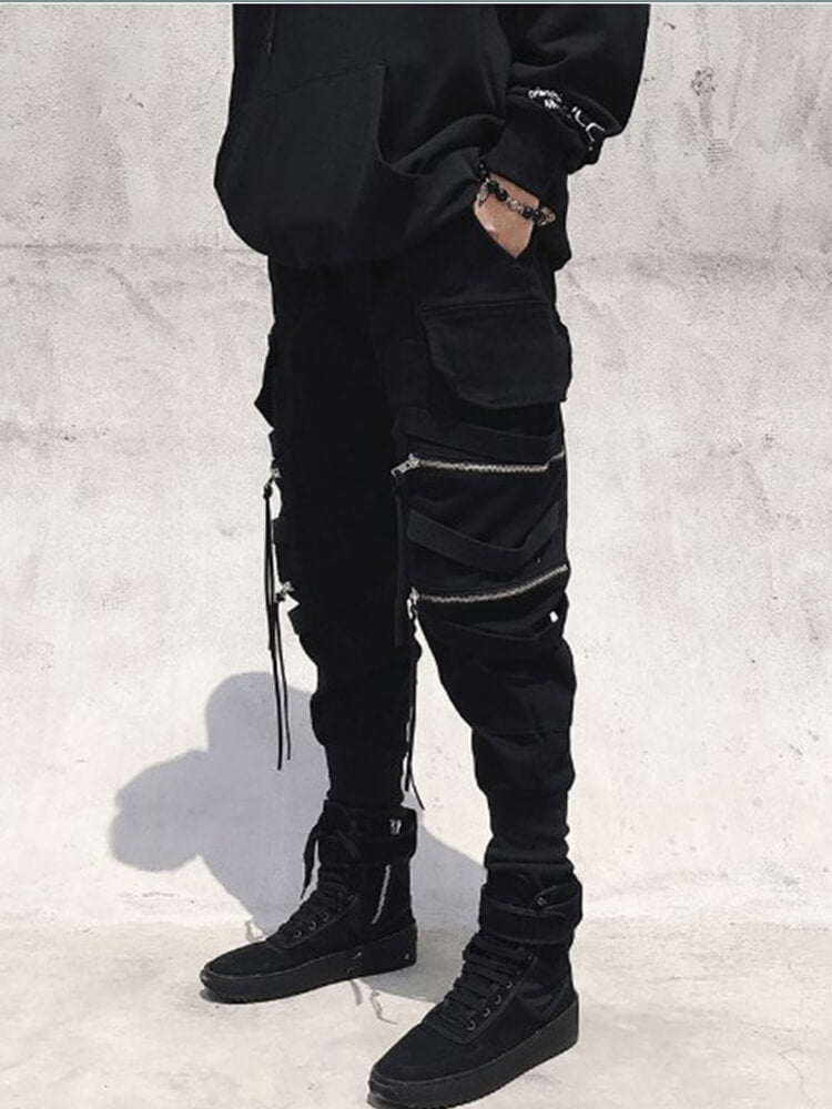 Spectre8 Black Cargo Pants for mens korean streetwear joggers - fashionupstore1