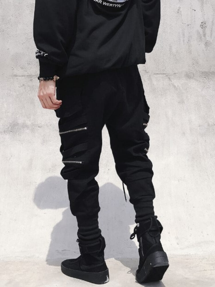 Spectre8 Black Cargo Pants for mens korean streetwear joggers - fashionupstore1