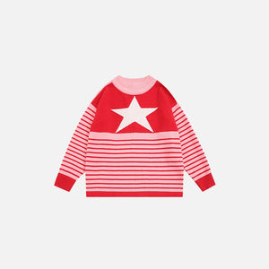 Y2K Star Stripes Sweater - fashionupstore1