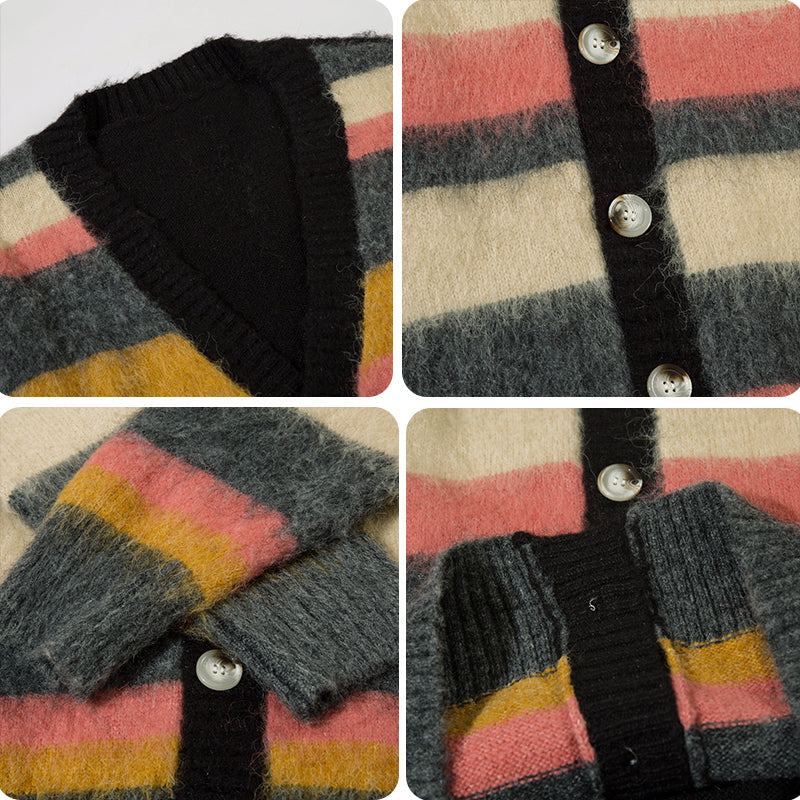 1984® Mohair Striped Cardigan Sweater - fashionupstore1