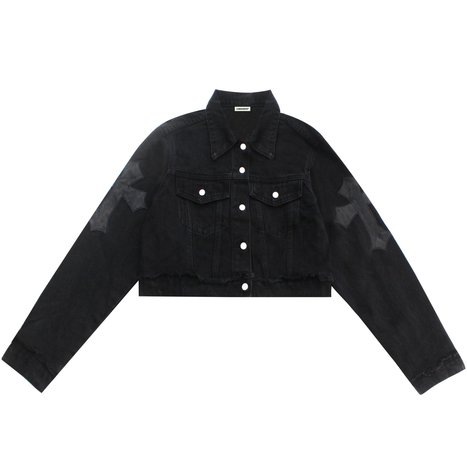 1984® Women Black Cross Cropped Denim Jacket - 1984brand