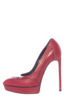 YSL Yves Saint Laurent Red Jeweled Lightning Heels SZ 36 - fashionupstore1