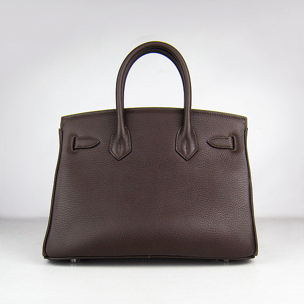 Hermes Birkin 30cm Togo Leather Handbags Dark Coffee Silver - fashionupstore1