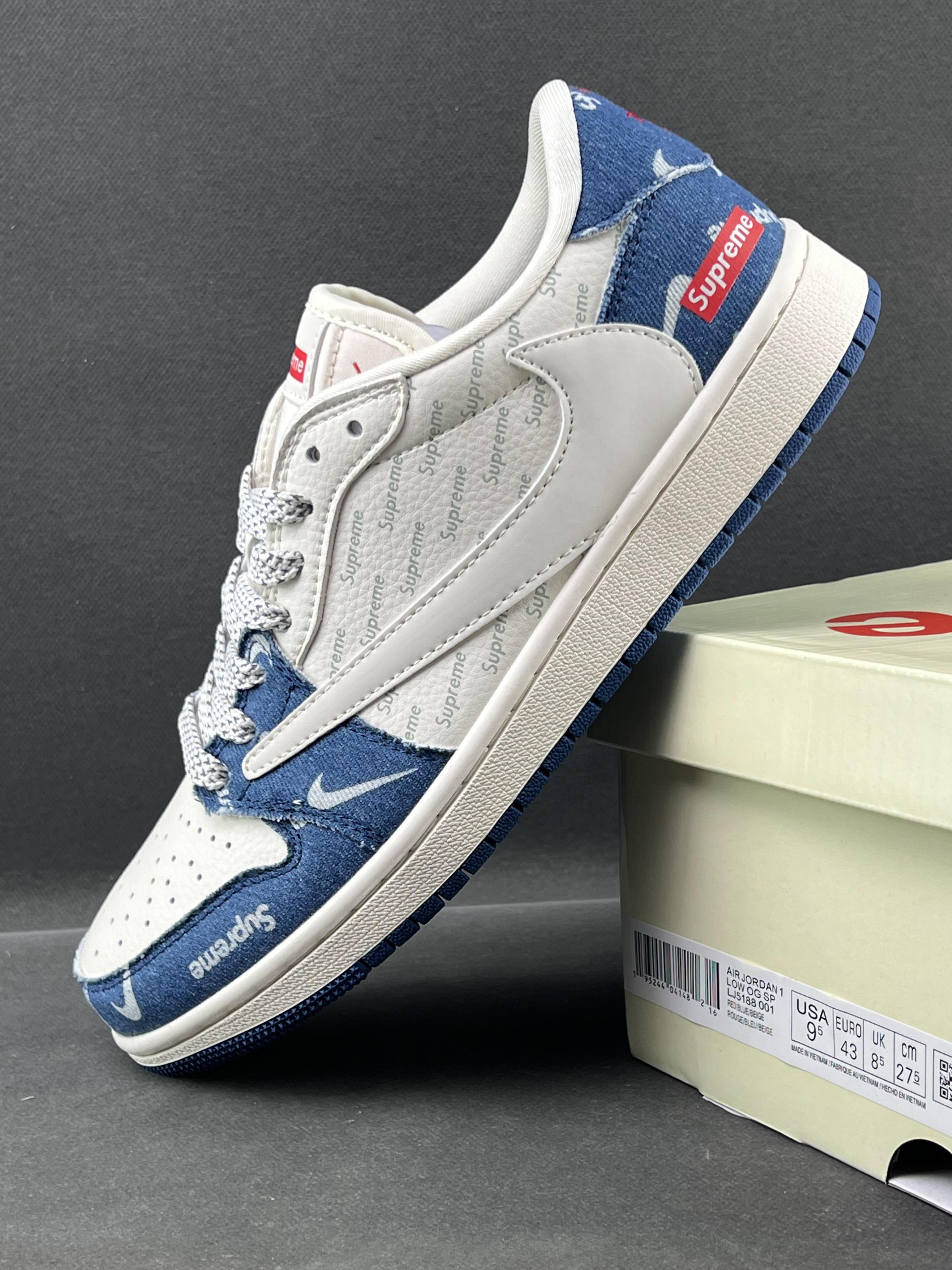 Custom Air Jordan 1 Low x Travis Scott x Supreme LJ5188-001 - fashionupstore1