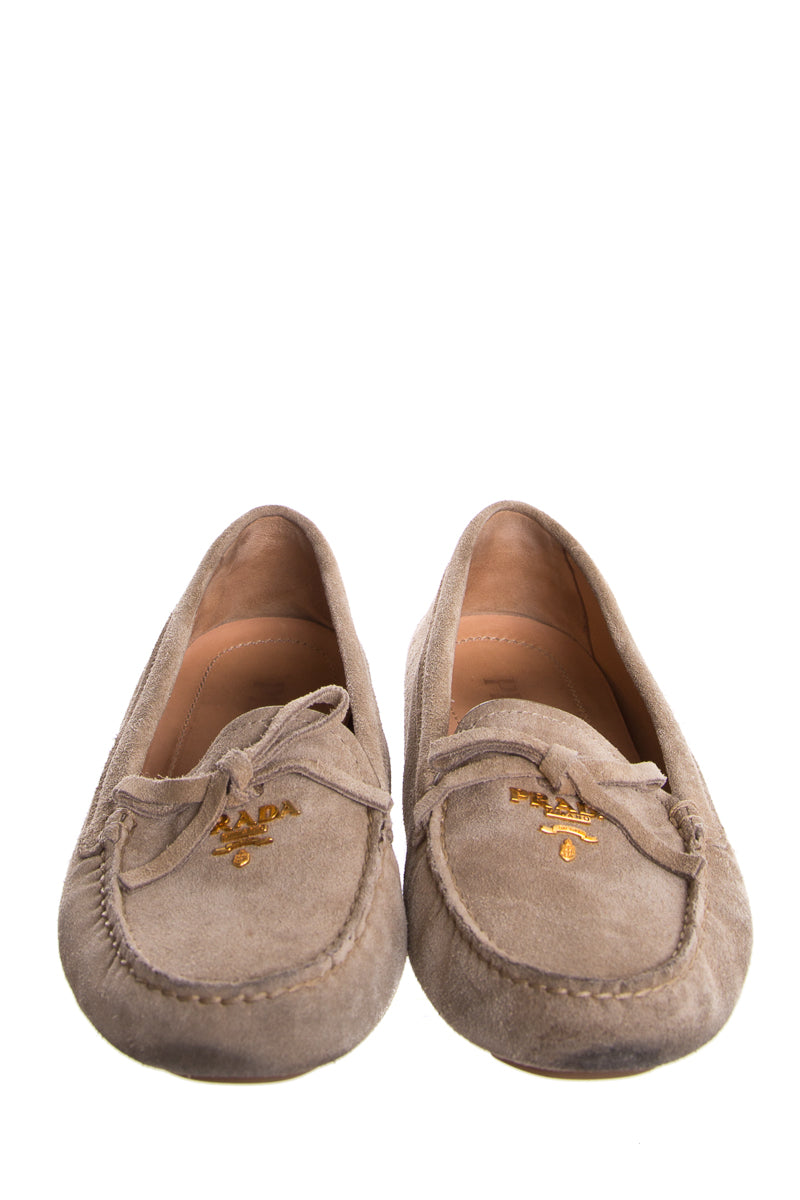 Prada Taupe Suede Loafers SZ 36.5 - fashionupstore1