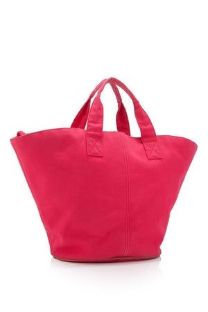 Pre-Loved Hermes Pink Canvas Fabric Beach Tote Bag France - fashionupstore1