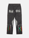 1984 Destruction Brushed Hip Hop Embroidered Jeans - fashionupstore1