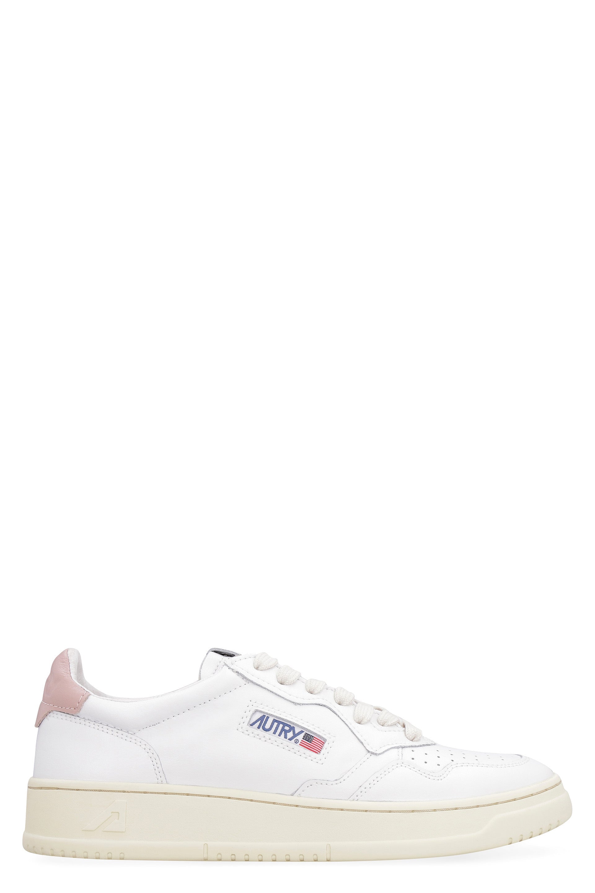 WHITE/PINK LEATHER MEDALIST SNEAKERS - fashionupstore1