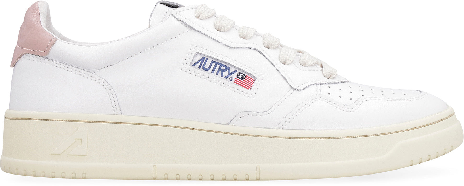 WHITE/PINK LEATHER MEDALIST SNEAKERS - fashionupstore1