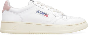 WHITE/PINK LEATHER MEDALIST SNEAKERS - fashionupstore1