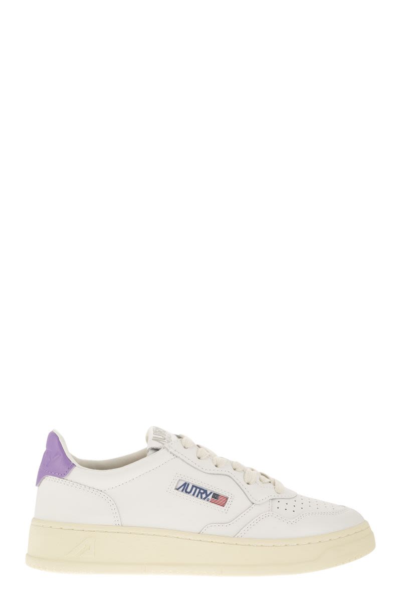 WHITE/LAVENDER LEATHER MEDALIST SNEAKERS - fashionupstore1