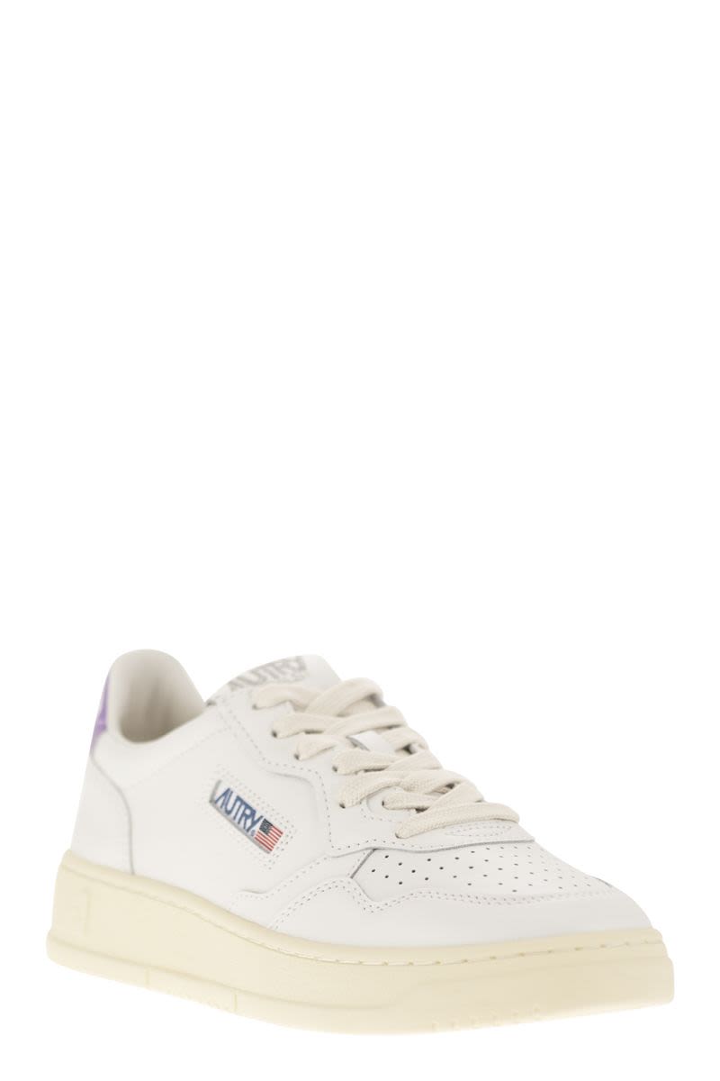 WHITE/LAVENDER LEATHER MEDALIST SNEAKERS - fashionupstore1
