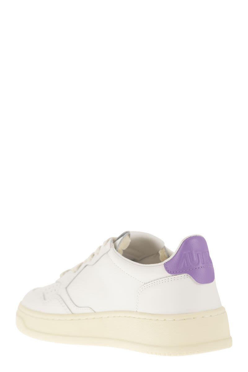 WHITE/LAVENDER LEATHER MEDALIST SNEAKERS - fashionupstore1
