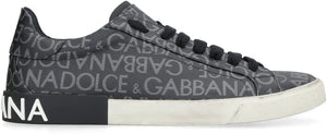 PORTOFINO LEATHER AND FABRIC LOW-TOP SNEAKERS - fashionupstore1