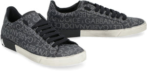 PORTOFINO LEATHER AND FABRIC LOW-TOP SNEAKERS - fashionupstore1