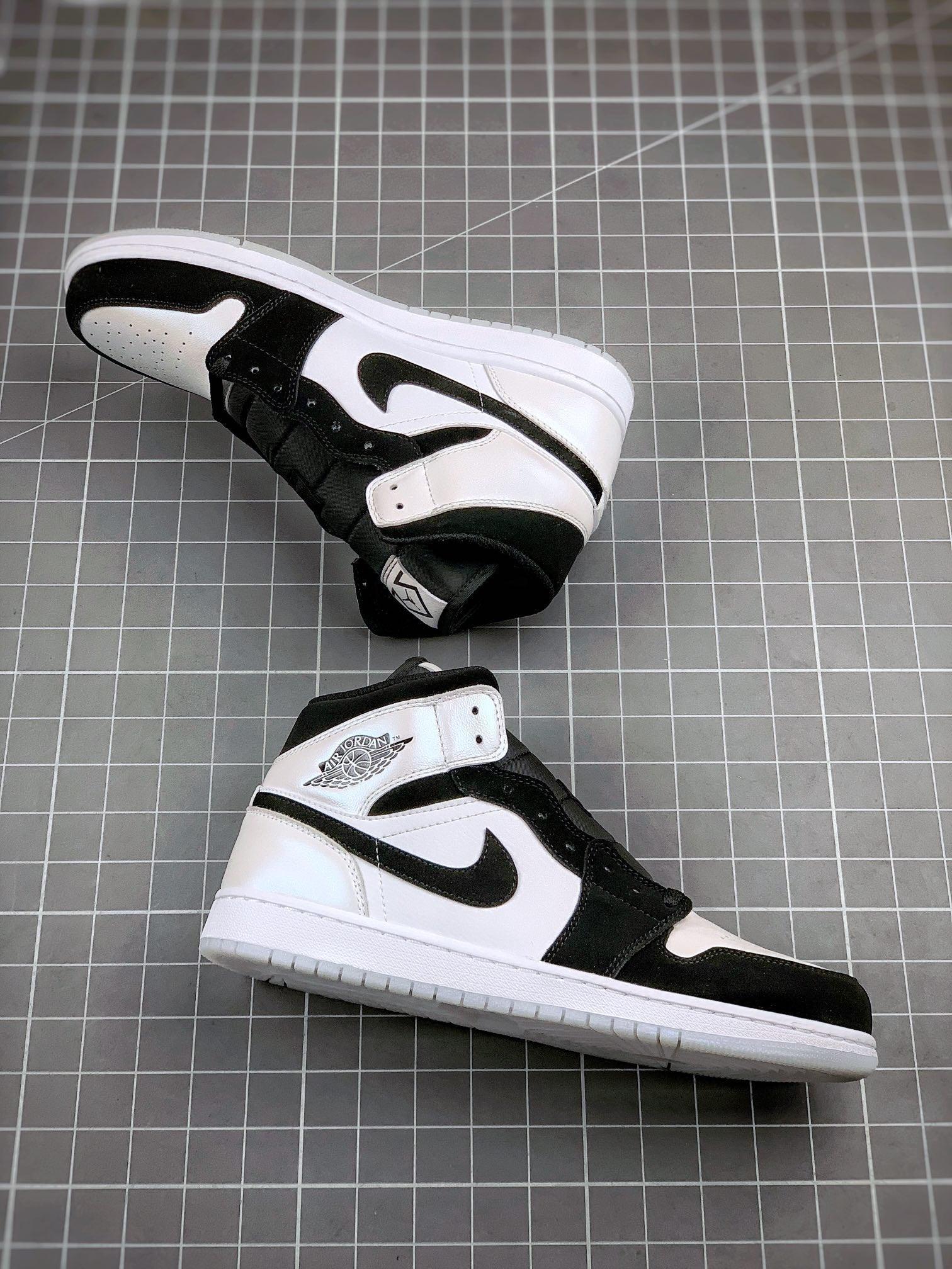 Custom Air Jordan 1 MID Black and White Panda sneakerlandnet