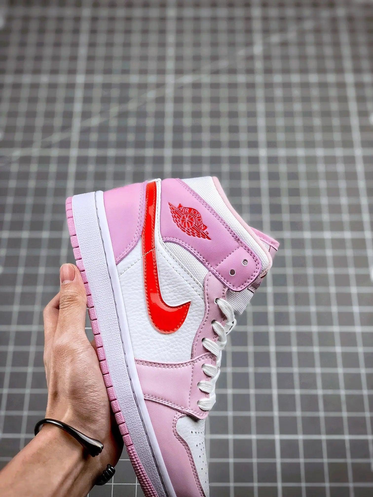 Custom Air Jordan 1 MID Pink Purple Valentine's Day sneakerlandnet