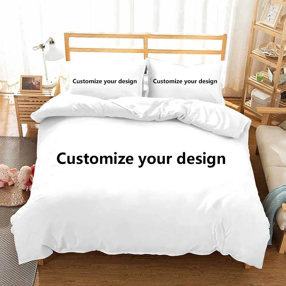 Customize Photo Logo Duvet Cover Boys Girls Adults Gift Custom Made DIY Bedding Set Designer Bed Set Queen Size Quilt Cover PS1003 - fashionupstore1