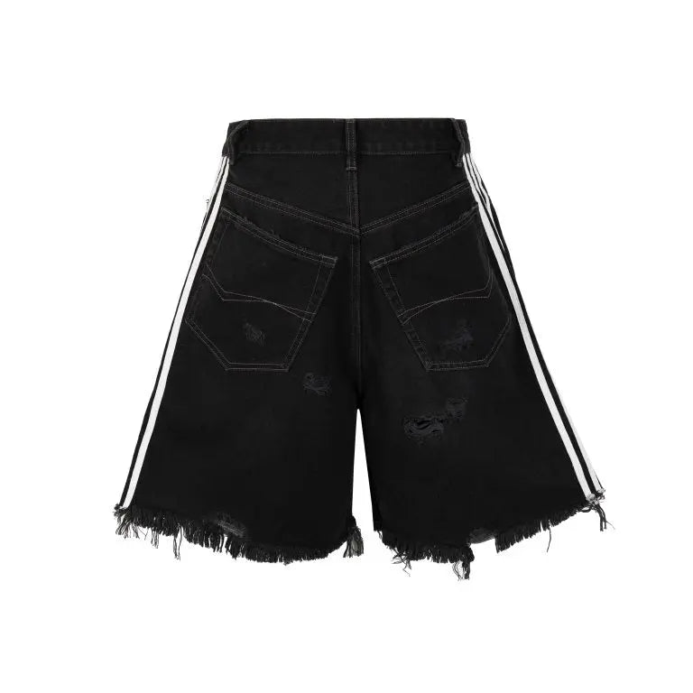 Distressed Baggy Track Shorts - fashionupstore1