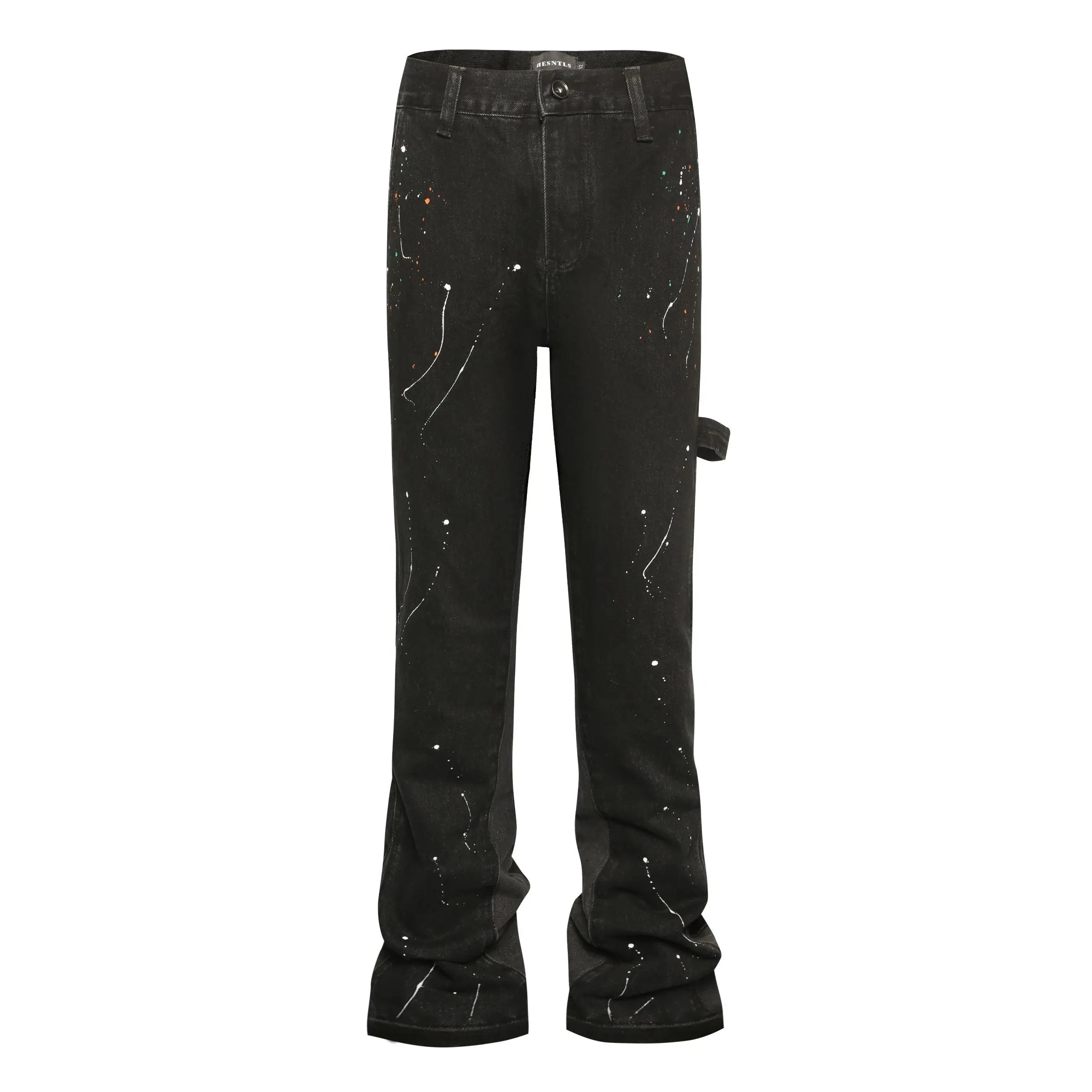 Flare Denim - Paint Splattered Black - fashionupstore1