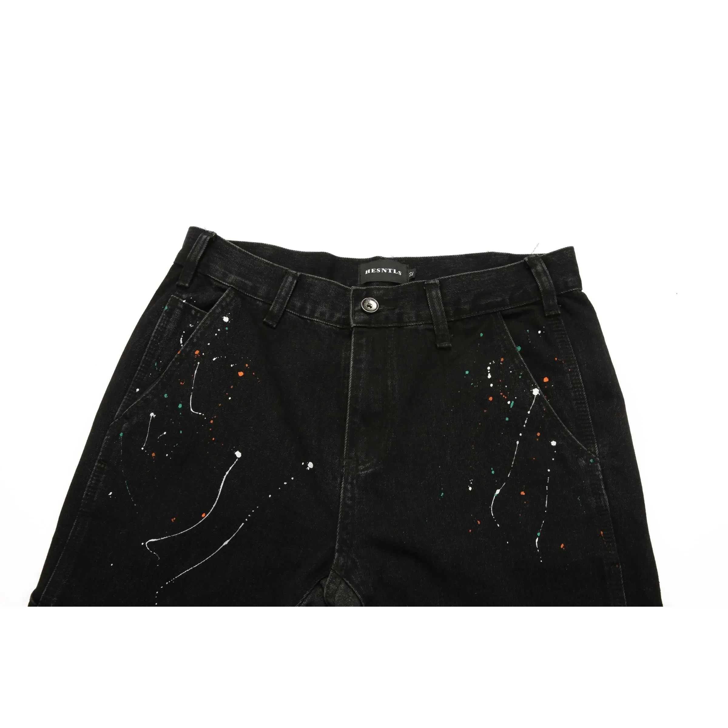 Flare Denim - Paint Splattered Black - fashionupstore1