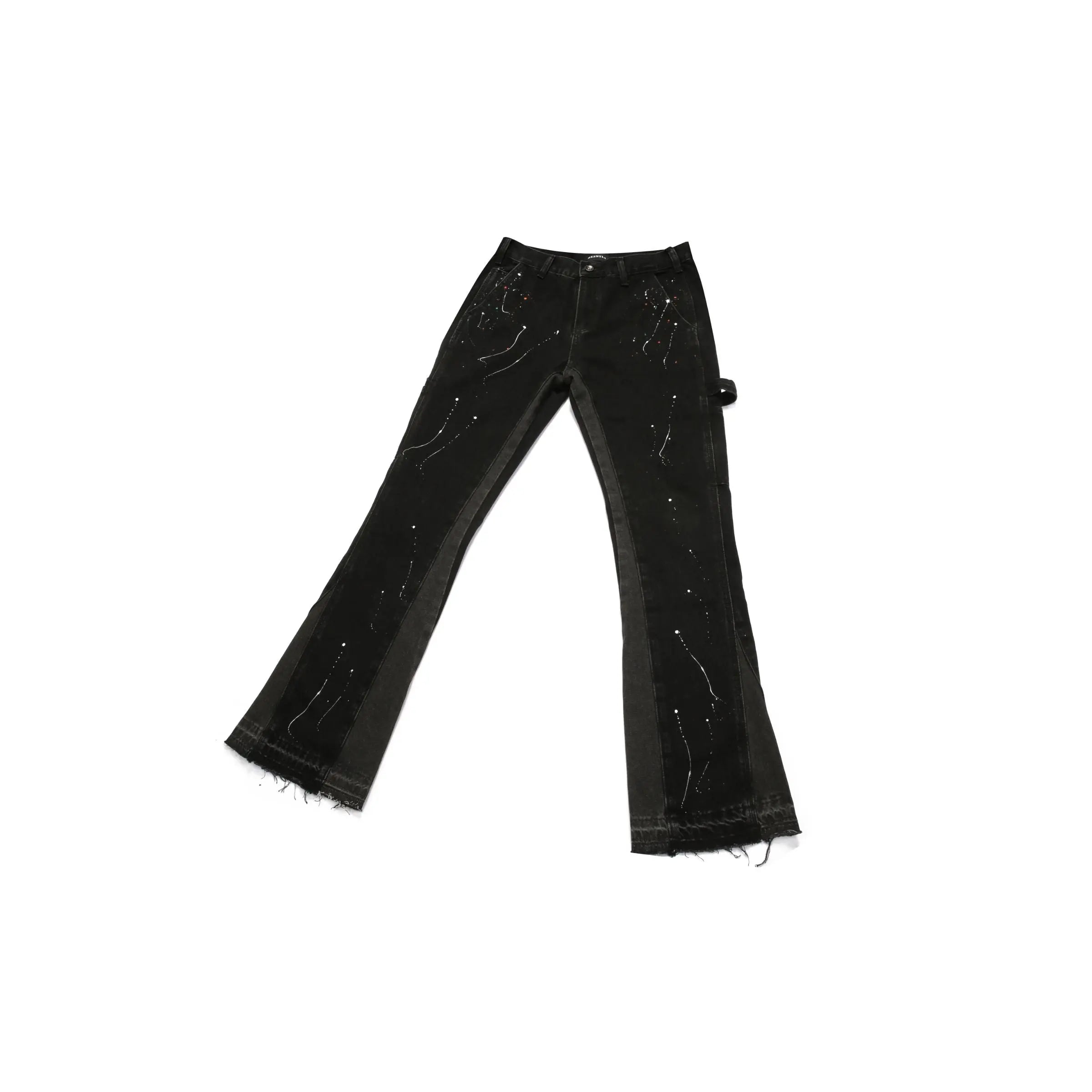 Flare Denim - Paint Splattered Black - fashionupstore1