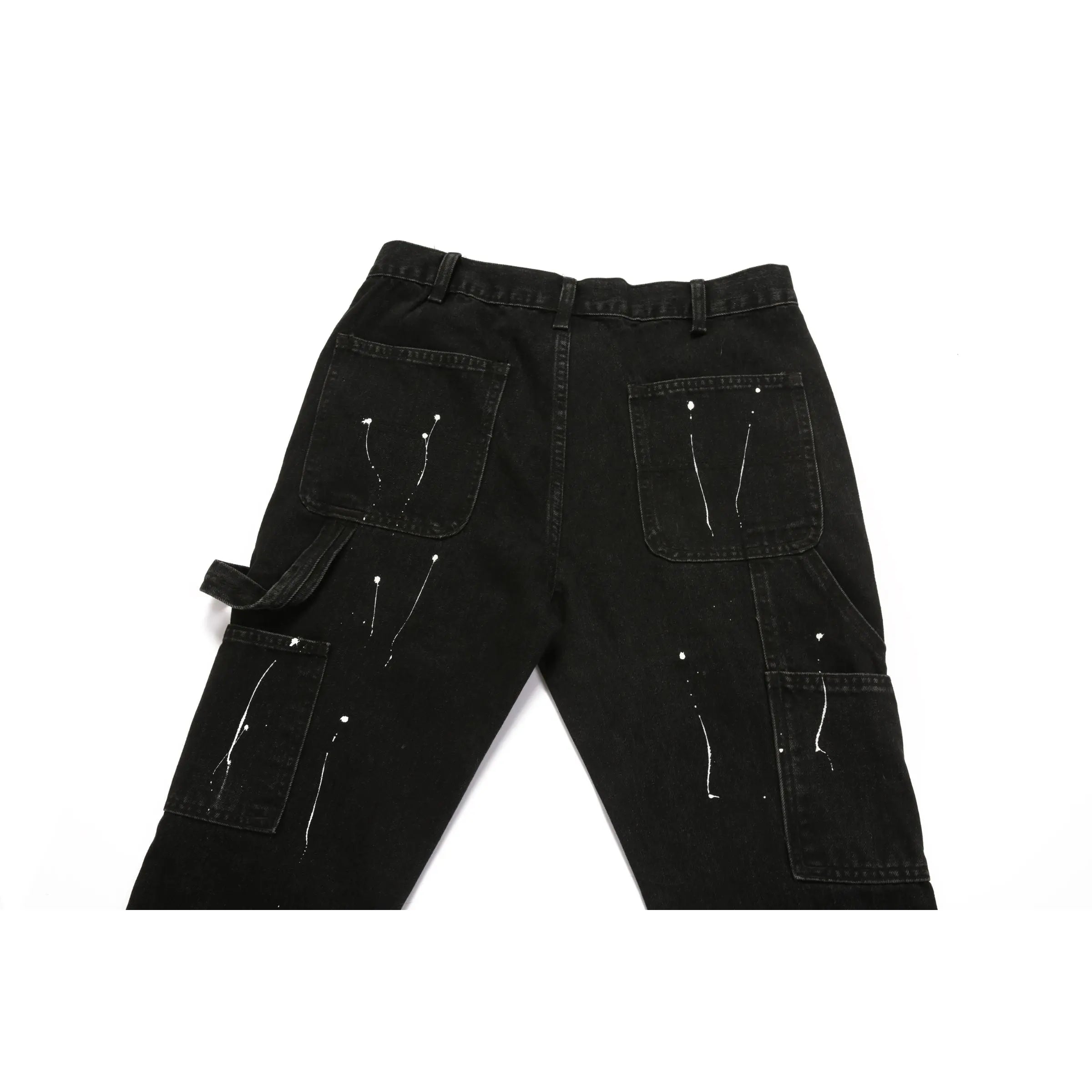 Flare Denim - Paint Splattered Black - fashionupstore1