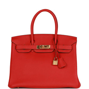 Pre-owned Hermes Birkin 30 Rouge de Coeur Togo Gold Hardware - fashionupstore1