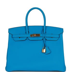 Pre-owned Hermes Birkin 35 Bleu Zanzibar Togo Gold Hardware - fashionupstore1