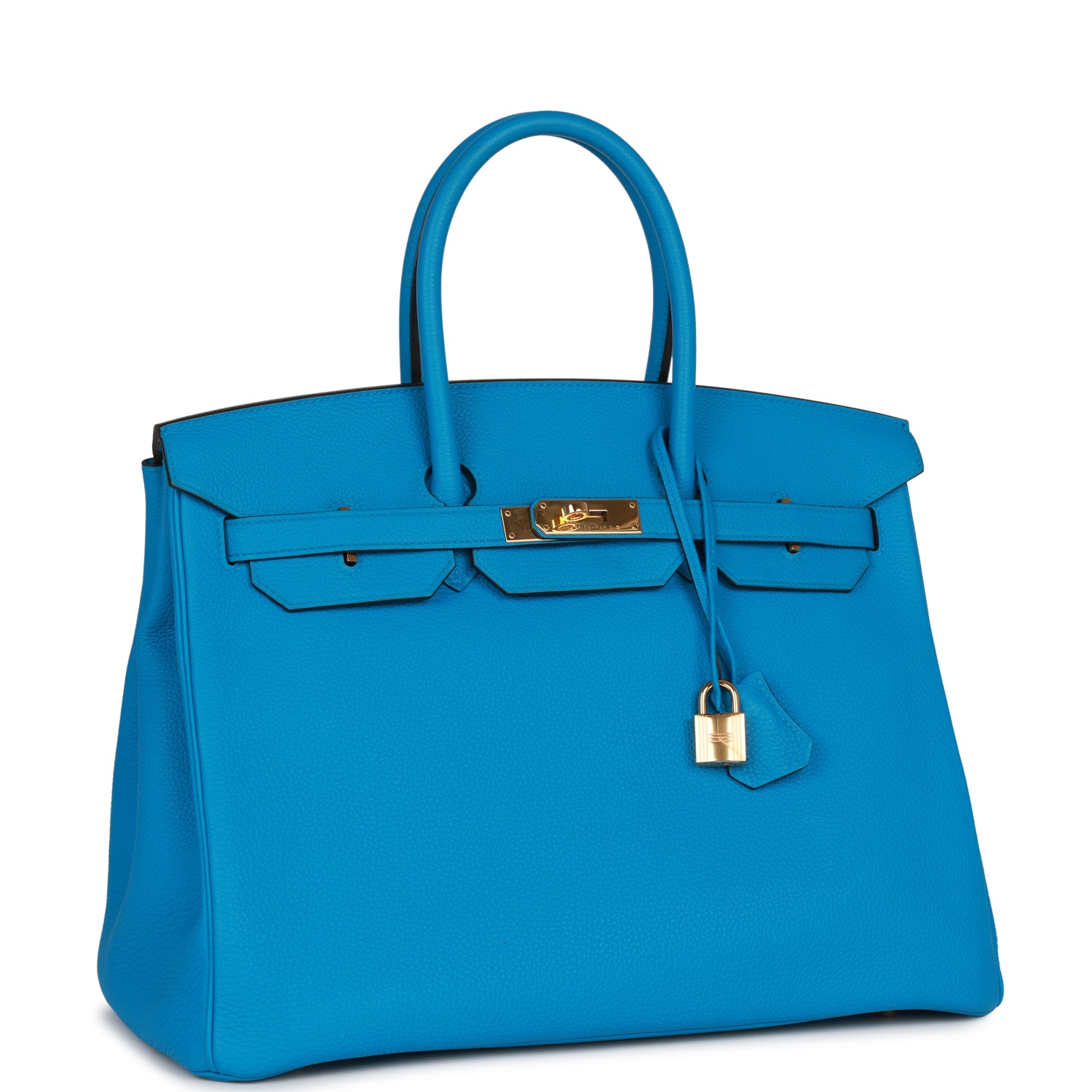 Pre-owned Hermes Birkin 35 Bleu Zanzibar Togo Gold Hardware - fashionupstore1