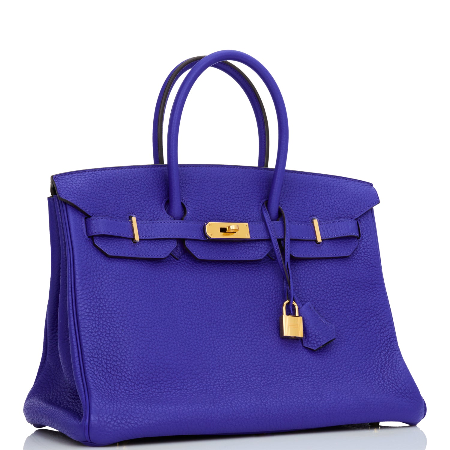 Pre-owned Hermes Special Order (HSS) Birkin 35 Bleu Electric Verso Clemence Gold Hardware - fashionupstore1