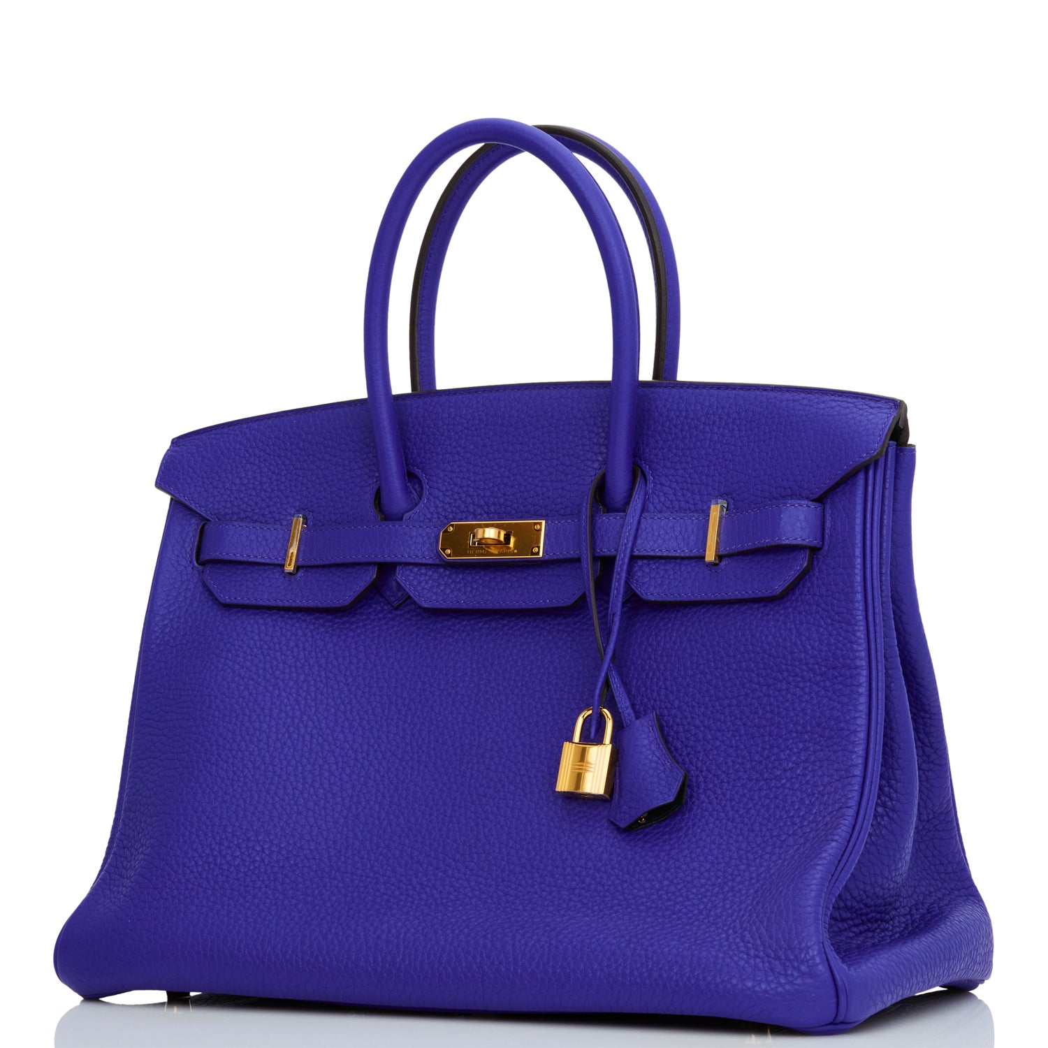 Pre-owned Hermes Special Order (HSS) Birkin 35 Bleu Electric Verso Clemence Gold Hardware - fashionupstore1