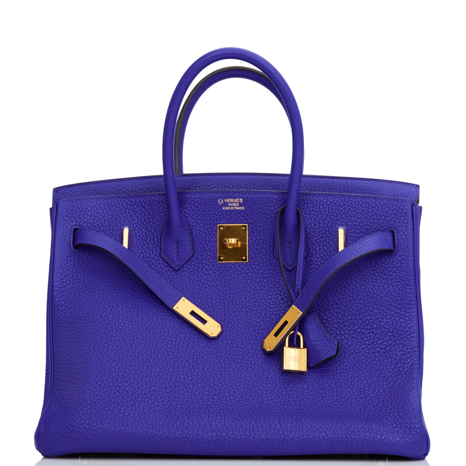 Pre-owned Hermes Special Order (HSS) Birkin 35 Bleu Electric Verso Clemence Gold Hardware - fashionupstore1