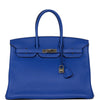 Pre-owned Hermes Birkin 35 Bleu Electric Togo Palladium Hardware - fashionupstore1