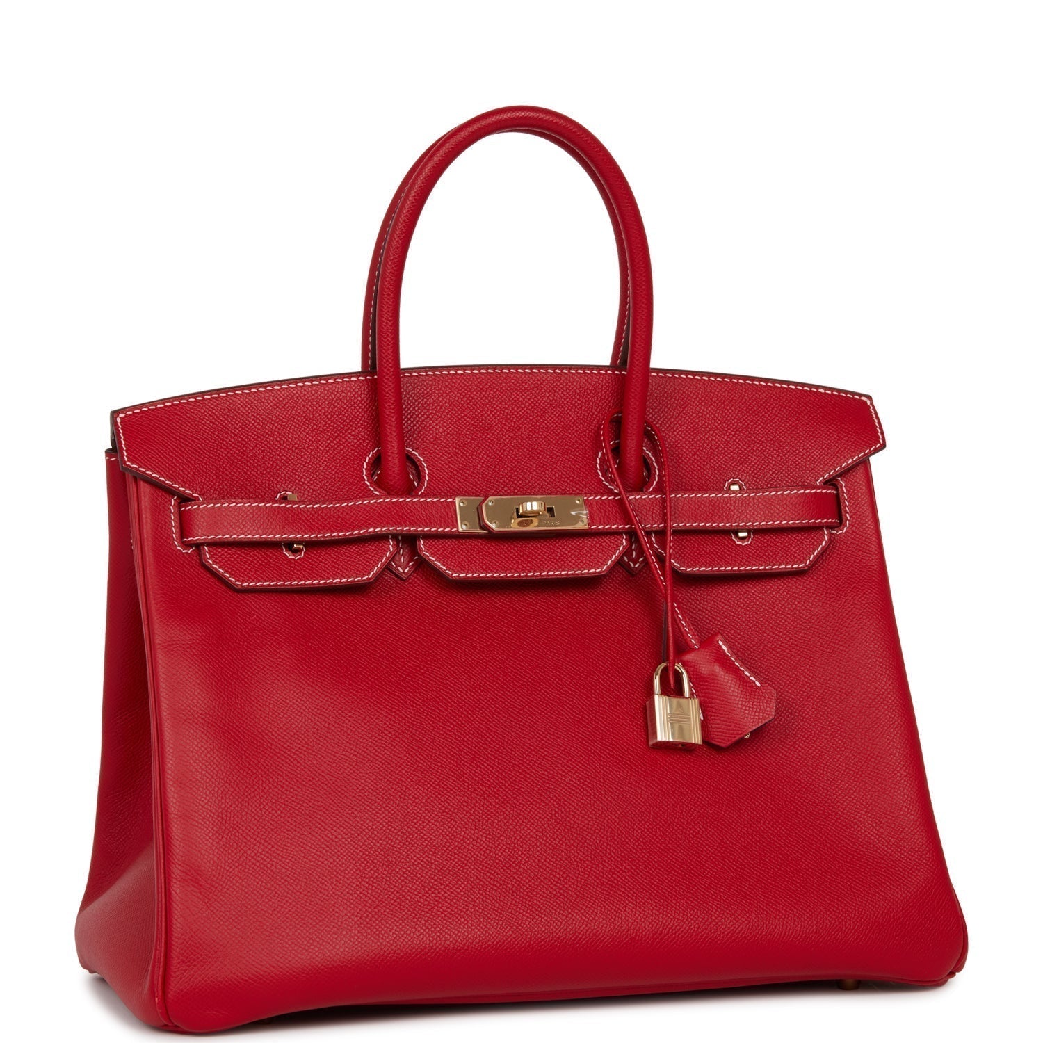 Pre-owned Hermes Birkin 35 Rouge Casaque Candy Epsom Permabrass Hardware - fashionupstore1