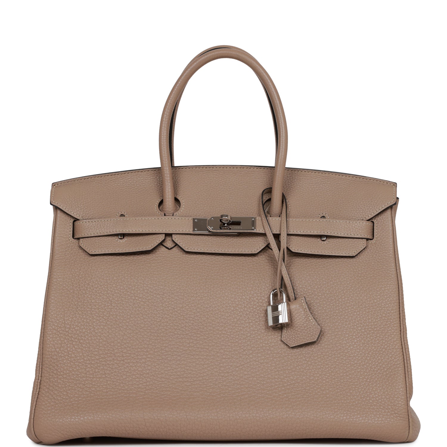 Pre-owned Hermes Birkin 35 Gris Tourterelle Togo Palladium Hardware - fashionupstore1