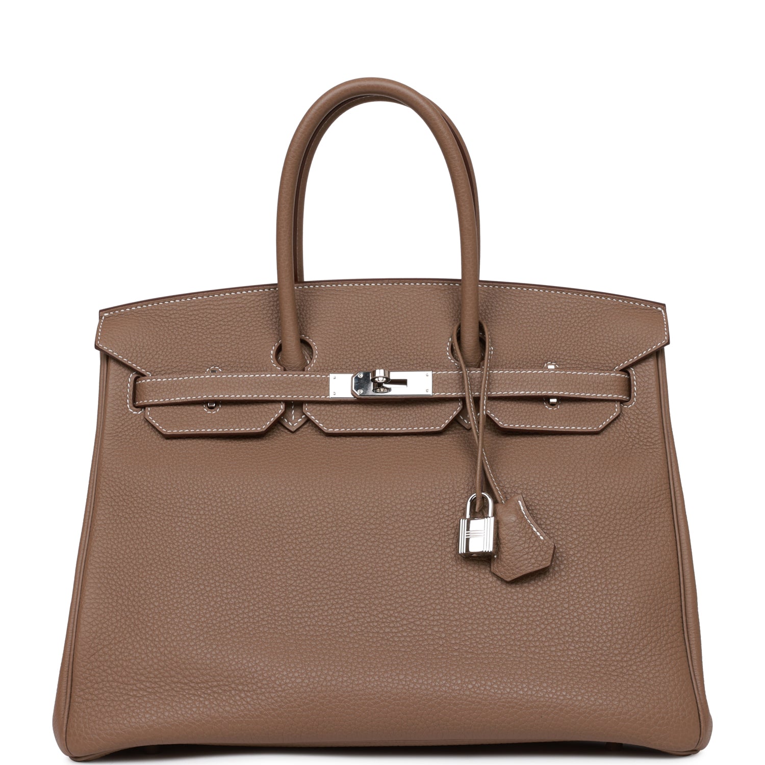 Pre-owned Hermes Birkin 35 Etoupe Togo Palladium Hardware - fashionupstore1