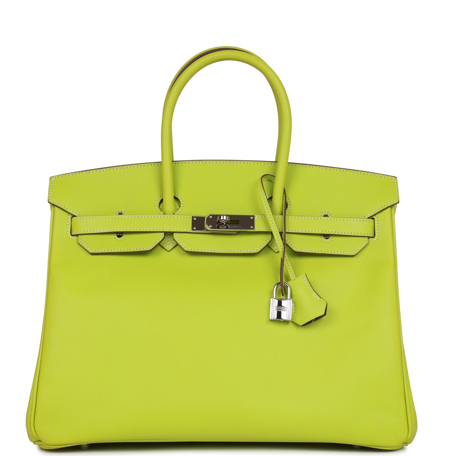 Pre-owned Hermes Birkin 35 Kiwi Candy Epsom Palladium Hardware - fashionupstore1