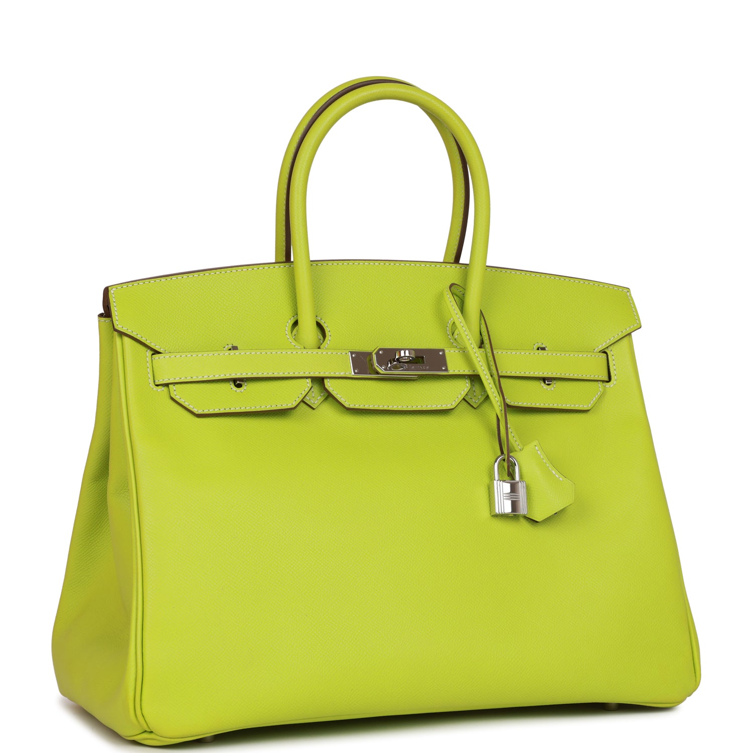 Pre-owned Hermes Birkin 35 Kiwi Candy Epsom Palladium Hardware - fashionupstore1