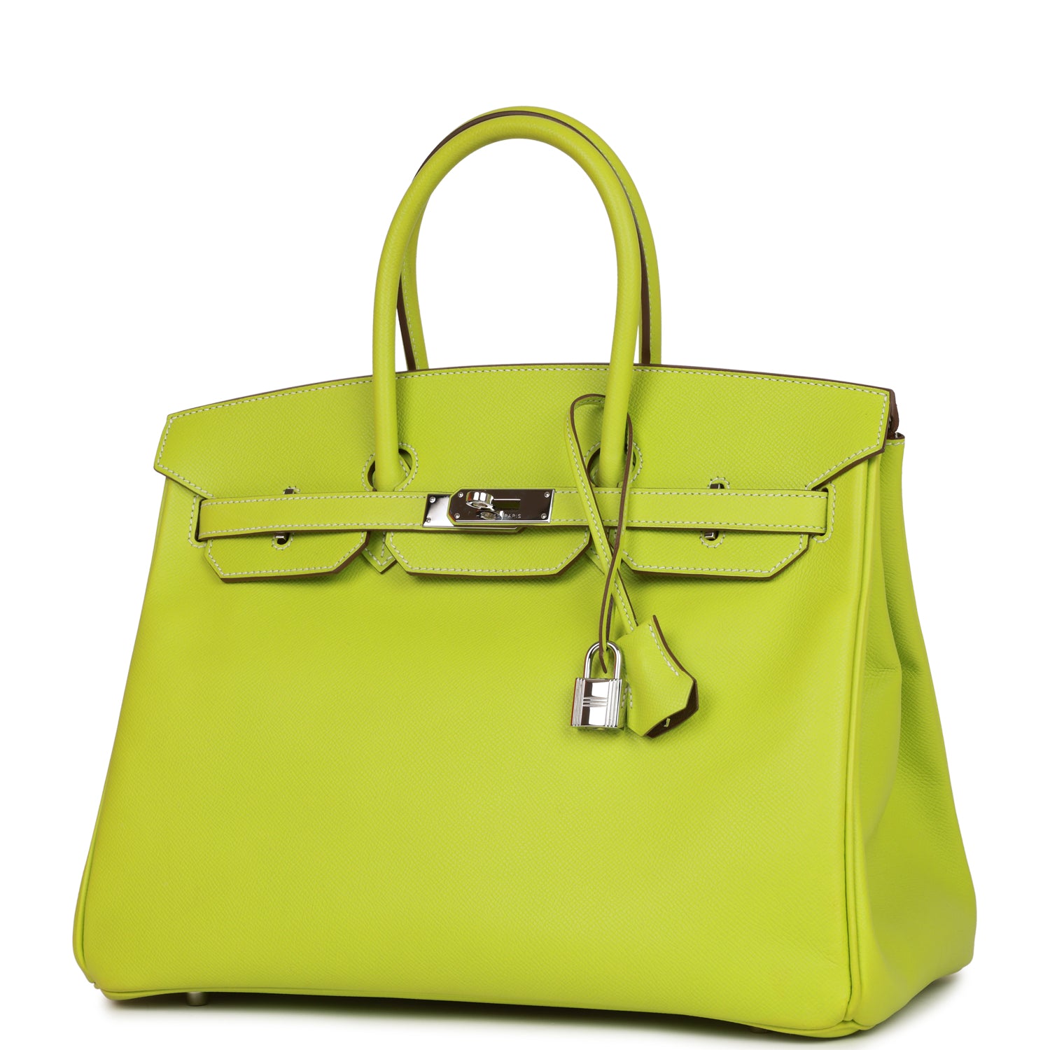 Pre-owned Hermes Birkin 35 Kiwi Candy Epsom Palladium Hardware - fashionupstore1