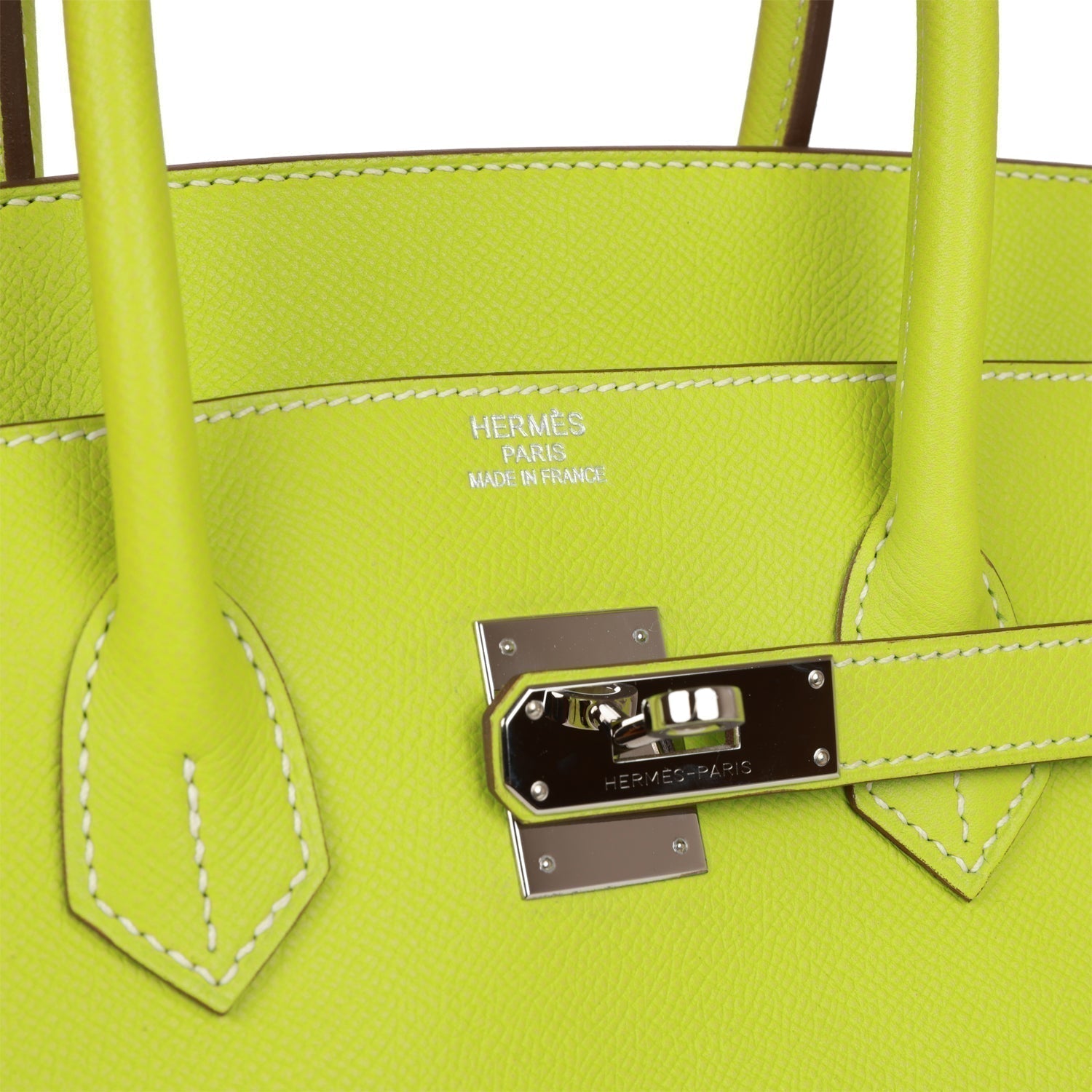 Pre-owned Hermes Birkin 35 Kiwi Candy Epsom Palladium Hardware - fashionupstore1