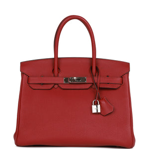 Pre-owned Hermes Birkin 30 Rouge Imperial Togo Palladium Hardware - fashionupstore1