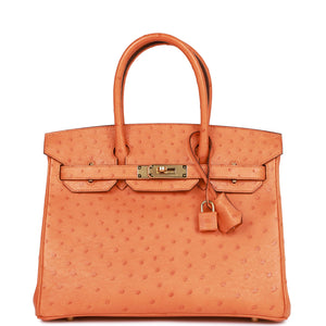 Pre-owned Hermes Birkin 30 Abricot Ostrich Gold Hardware - fashionupstore1