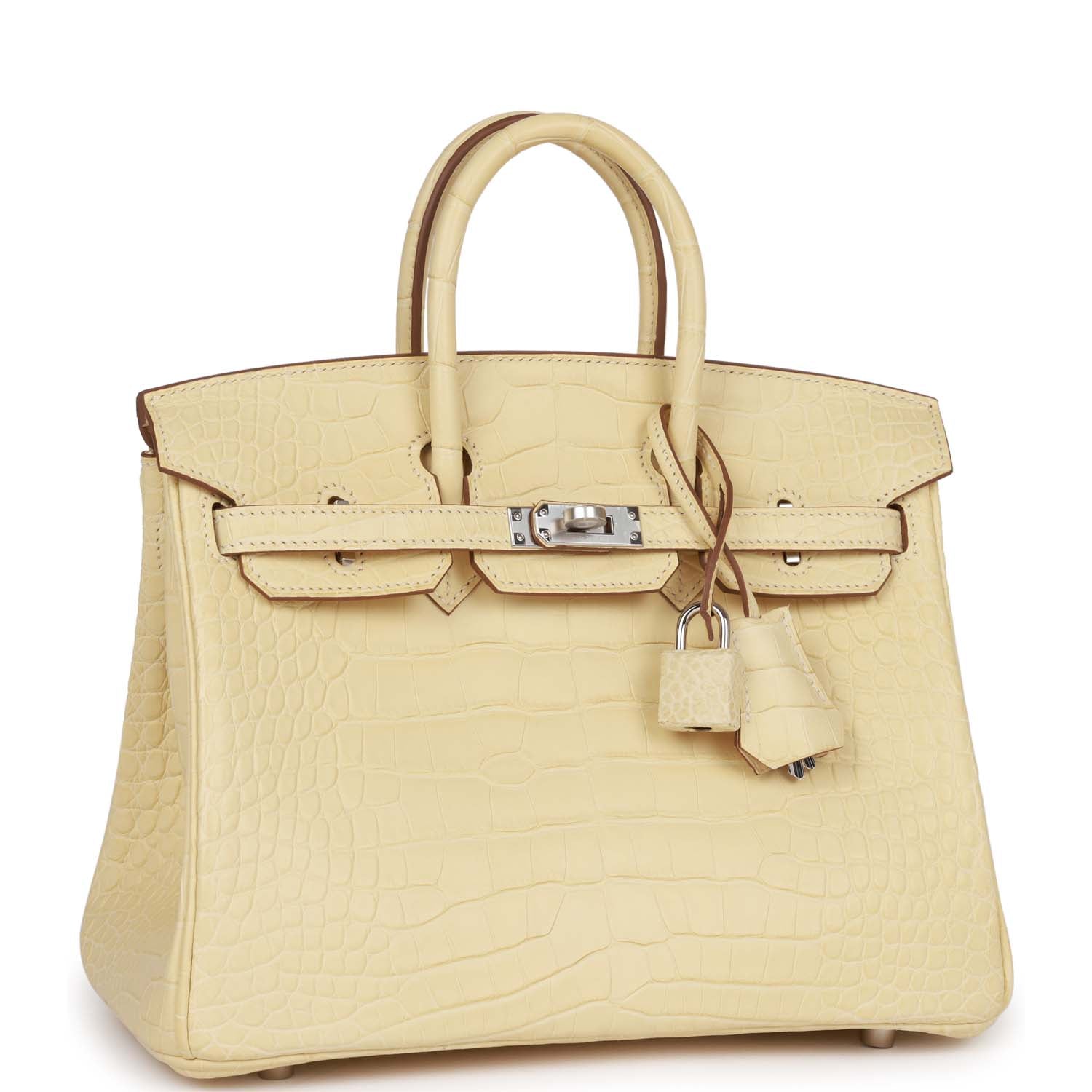 Hermes Birkin 25 Vanille Matte Alligator Palladium Hardware - fashionupstore1