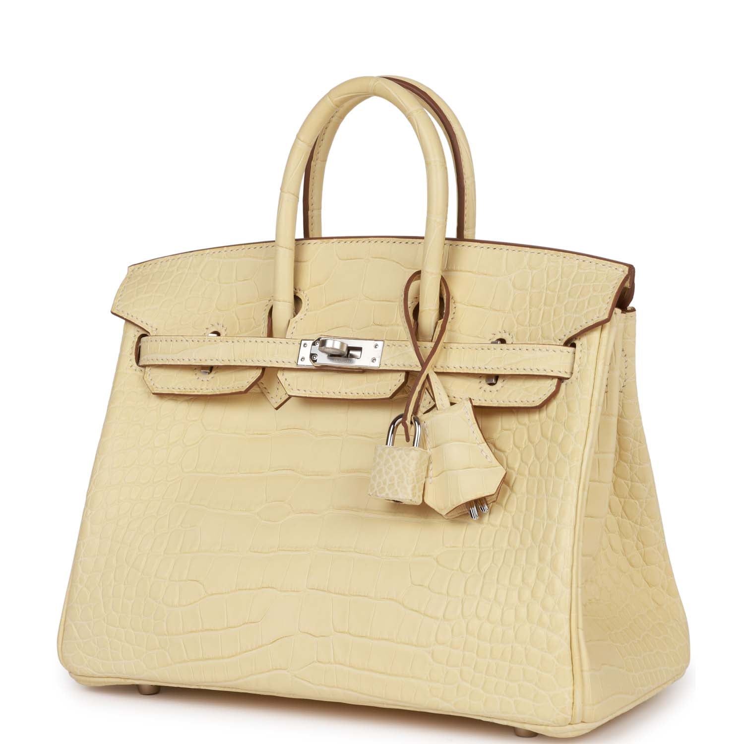 Hermes Birkin 25 Vanille Matte Alligator Palladium Hardware - fashionupstore1