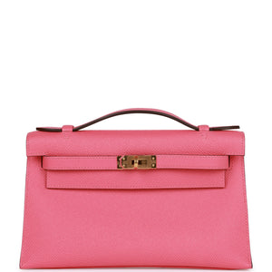 Hermes Kelly Pochette Rose Azalee Epsom Gold Hardware - fashionupstore1