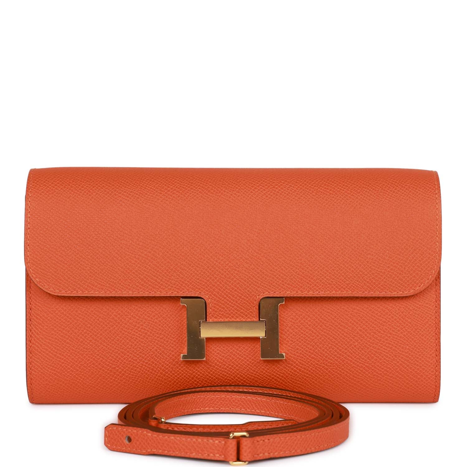 Hermes Constance Wallet To Go Orange Epsom Gold Hardware - fashionupstore1