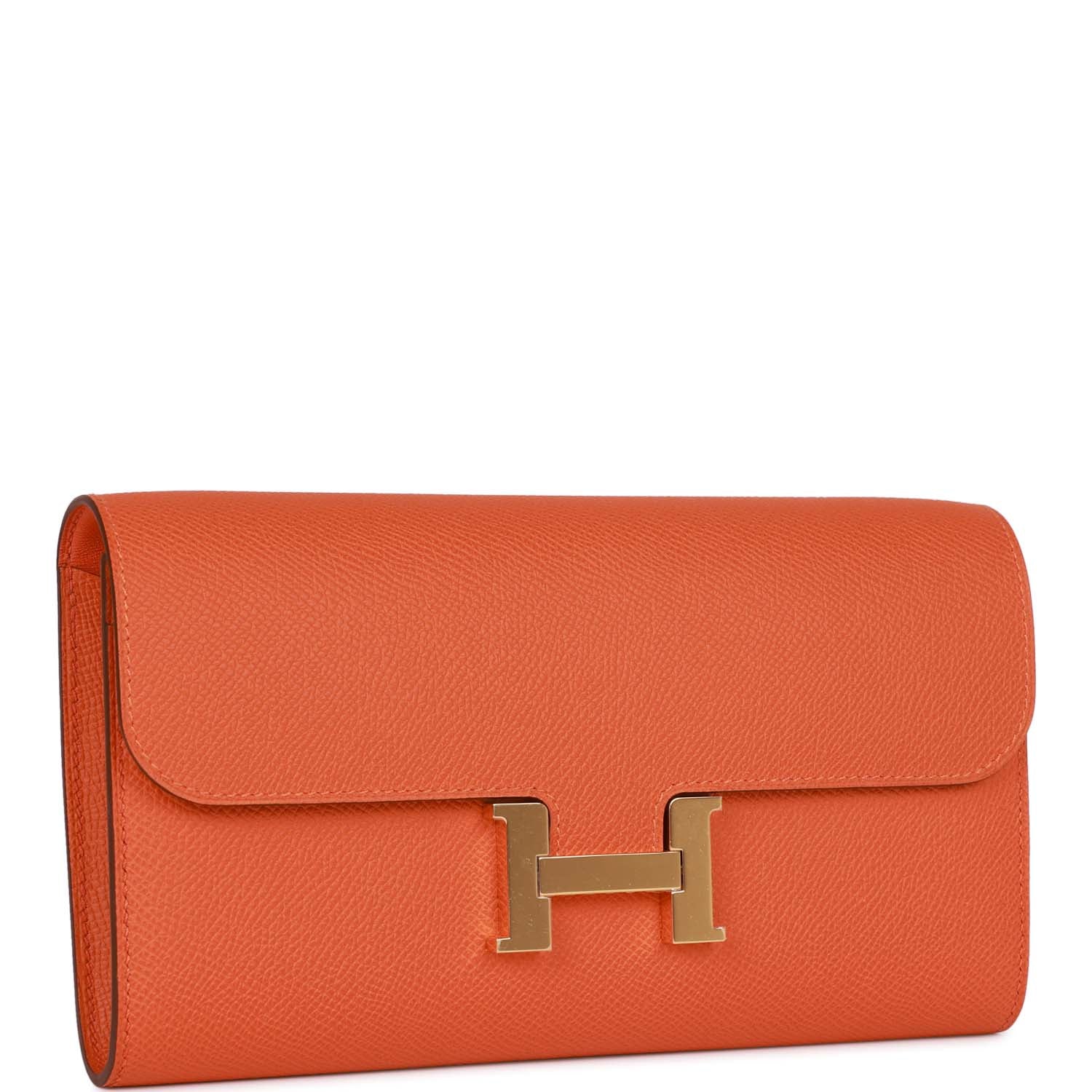 Hermes Constance Wallet To Go Orange Epsom Gold Hardware - fashionupstore1