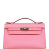 Hermes Kelly Pochette Rose D'Ete Swift Palladium Hardware - fashionupstore1